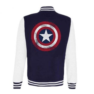 Official Marvel Avengers Captain America Logo Letterman Varsity Jacket - Unisex