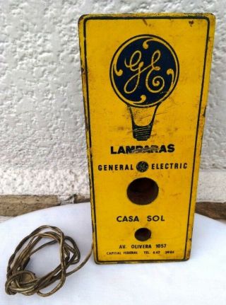 Vintage Old Very Rare General Electric Tester Lamp Sign Argentina Advertising