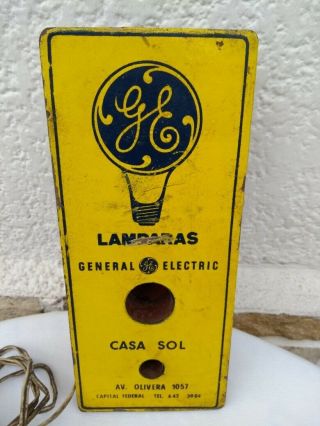 VINTAGE OLD VERY RARE GENERAL ELECTRIC TESTER LAMP SIGN ARGENTINA ADVERTISING 2