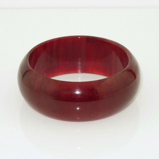 Vintage Bakelite Bracelet Bangle Rare Raspberry Red Marble Color
