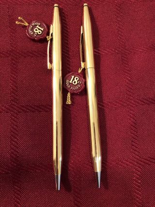 Vintage Cross 18k Gold Filled Classic Century Bp Pen & 0.  5 Pencil Set Usa