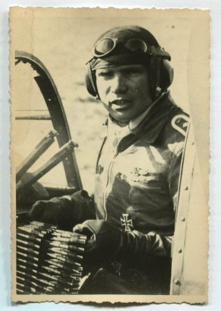 German Wwii Archive Photo: Luftwaffe Gunman With Ammunition Belt