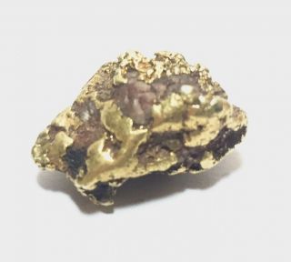 Large 19 Century Antique 24k Gold Nugget Pure Gold & Stone Bullion 10 Grams