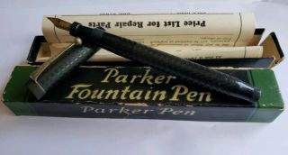 Vintage Parker Duofold Fountain Pen Lucky Curve W Box & Instructions