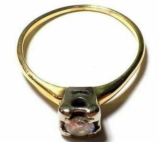 VINTAGE ANTIQUE OLD CUT DIAMOND RING SOLID 14 K YELLOW AND WHITE GOLD RING 2