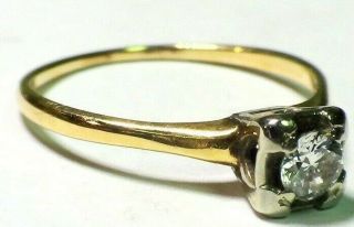 VINTAGE ANTIQUE OLD CUT DIAMOND RING SOLID 14 K YELLOW AND WHITE GOLD RING 3