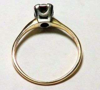 VINTAGE ANTIQUE OLD CUT DIAMOND RING SOLID 14 K YELLOW AND WHITE GOLD RING 4