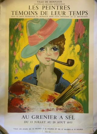 Vintage French Art Expo Poster Van Dongen Litho 1955
