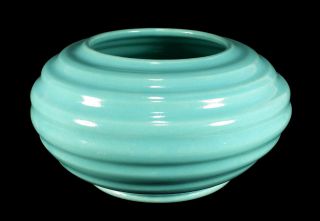 Vintage Garden City Handthrown Ringed Ring Rose Bowl Vase California Art Pottery