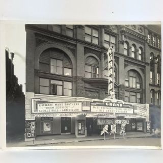 Vintage Grand Movie Theatre Marquee Photograph & Invoice,  1938,  Evansville,  In