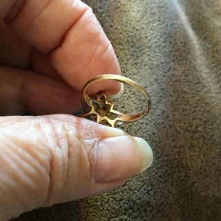 Vintage 10K Black Hills Gold 3 Diamond Ring Size 5.  5 Natural Diamonds 6