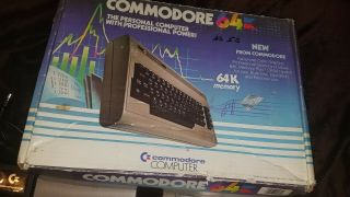 Commodore 64 Vintage Computer & Disc Drive Box - Paperwork - Game & Power 5