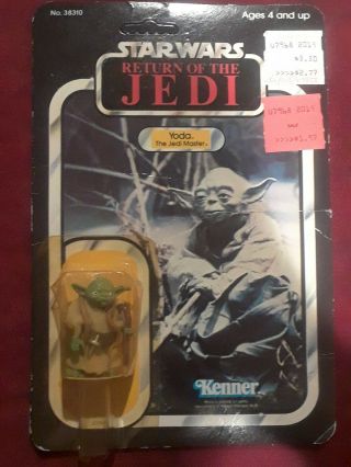 Vintage 1983 Star Wars Rotj Yoda Action Figure With Rare Brown Snake Unpunched