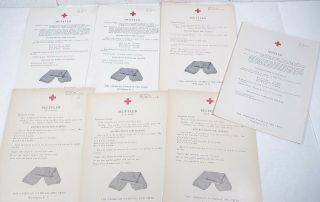 7 Vtg Orig Red Cross Knitting Patterns Wwii 1940 