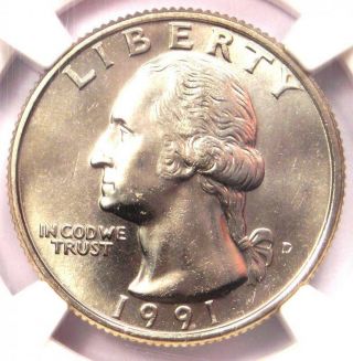 1991 - D Washington Quarter 25c - Ngc Ms67 - Rare In Ms67 Grade - $2650 Pcgs Value