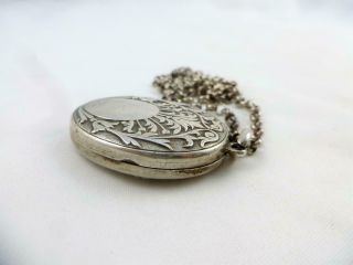 Large Antique Victorian Art Nouveau Sterling Silver Ornate Locket Necklace 1890s 7