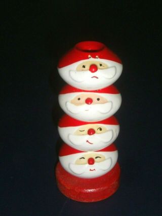 Vtg Holt Howard Christmas Stacked Santa Heads Salt And Pepper Set Ceramic Rare