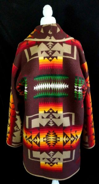 Vintage Pendleton Wool Native American Indian Trade Blanket Shawl Collar Coat L 5