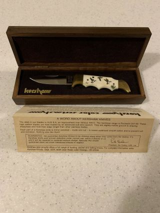 Kershaw Scrimshaw Ducks Vintage 1040 Knife (rare)