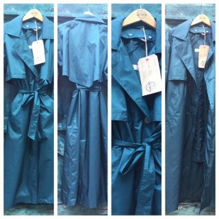 Womens Trench Coat Size M Green Vintage Flasher Mac Raincoat Brem Vgc