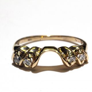 14k Yellow Gold.  10ct Vs G Diamond Wrap Jacket Guard Ring 2g Estate Vintage