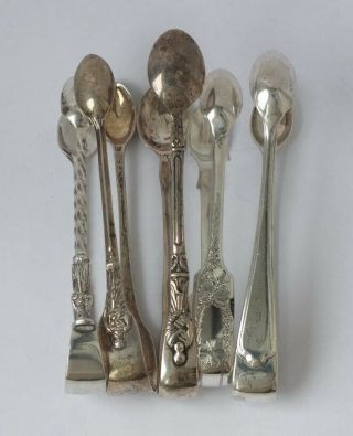 5 Pairs Of English Hallmarks Solid Sterling Silver Sugar Tongs/ 105 G