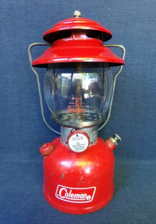 Vintage Coleman 200a Single Mantle Red Lantern - Sunshine Of The Night - 3 67