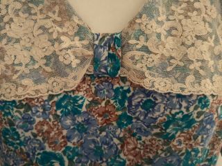 LAURA ASHLEY Vintage 80s LACE COLLAR COTTON FLORAL GATSBY FLAPPER dress 12 4