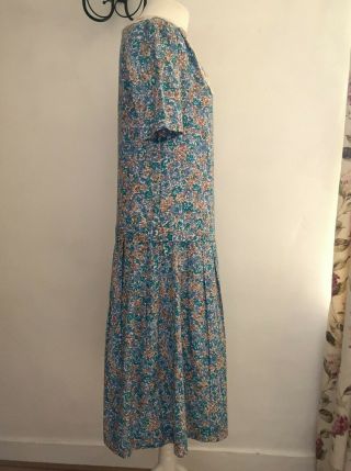 LAURA ASHLEY Vintage 80s LACE COLLAR COTTON FLORAL GATSBY FLAPPER dress 12 8