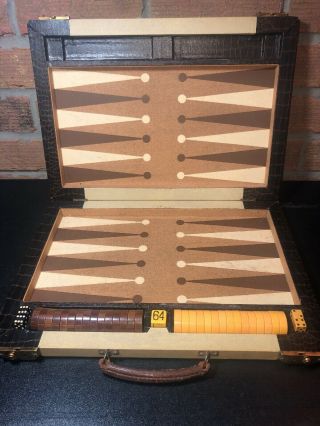 Vintage Bakelite Backgammon Game Set In Case With Locks