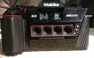 Vintage Nishika N8000 35mm 3D Camera Twin Light 3010 Flash GREAT 3
