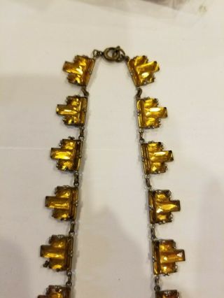 Vintage Czech Czechoslovakia Art Deco Gold Glass Step Mirror Necklace WOW NR 3