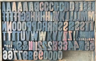 Vintage Wood Letterpress Print Type Block 117 Letters Numbers Punctuation 1 " Euc