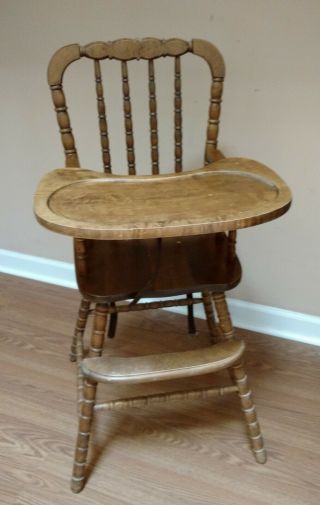 Vintage Wood Baby High Chair Jenny Lind