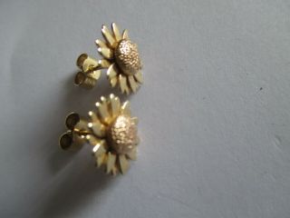 Vintage Clogau 9ct.  Welsh Rose Gold And Yellow Gold Daisy Earrings[boxed]
