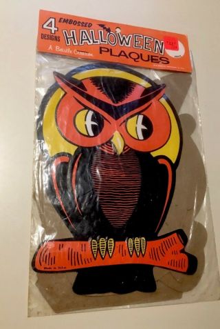 Vintage Halloween Beistle Diecuts Witch Owl Haunted House Jack Pack Of 4
