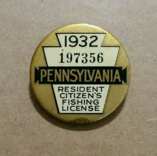 Pennsylvania Resident Fishing License With Paper,  1932