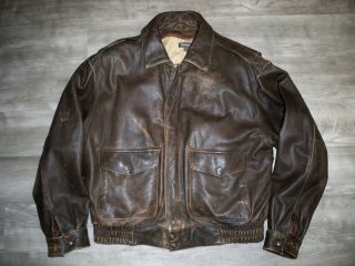 Vtg Wilsons Adventure Bound Mens Brown Leather Jacket A2 Bomber Style Coat Large