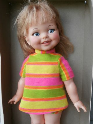 Htf Vintage 1967 Ideal Giggles Doll With Box