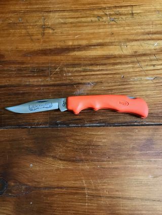 Vintage Case XX 2104L Blackhorn 3.  5 Lockback Orange Folding Knife,  With Sheath 2