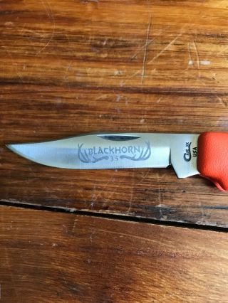 Vintage Case XX 2104L Blackhorn 3.  5 Lockback Orange Folding Knife,  With Sheath 3
