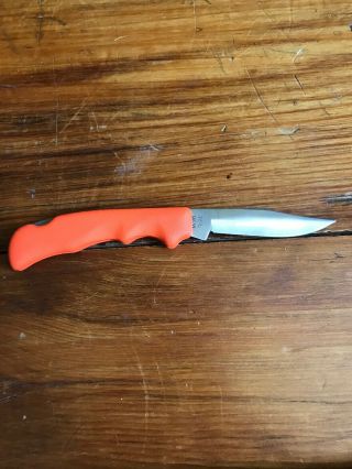 Vintage Case XX 2104L Blackhorn 3.  5 Lockback Orange Folding Knife,  With Sheath 5