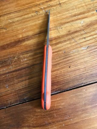 Vintage Case XX 2104L Blackhorn 3.  5 Lockback Orange Folding Knife,  With Sheath 6