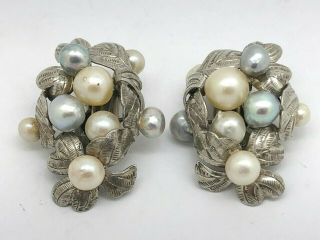 Sterling Silver & Pearl Clip On Earrings