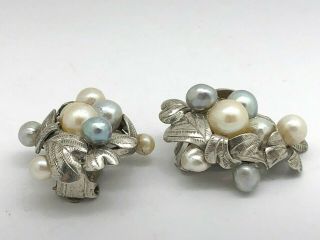 Sterling Silver & Pearl Clip on Earrings 2