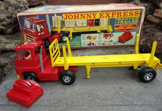 Vintage 1965 Topper Toys Johnny Express Tractor Trailer Truck Flatbed