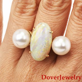 Vintage 8.  74ct Pearl Opal 18k Yellow Gold Cocktail Ring 13.  5 Grams Nr