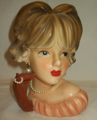 RARE Vintage Relpo Young Lady Gloved Hand Head Vase HeadVase/Planter K1761 2