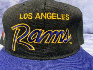 Vintage NFL Los Angeles Rams Script Sports Specialties Snapback Hat Cap DS 3