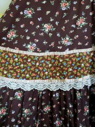 1970s Gunne Sax by Jessica Floral Dress Peasant Prairie Maxi BOHO Corset Size 13 4